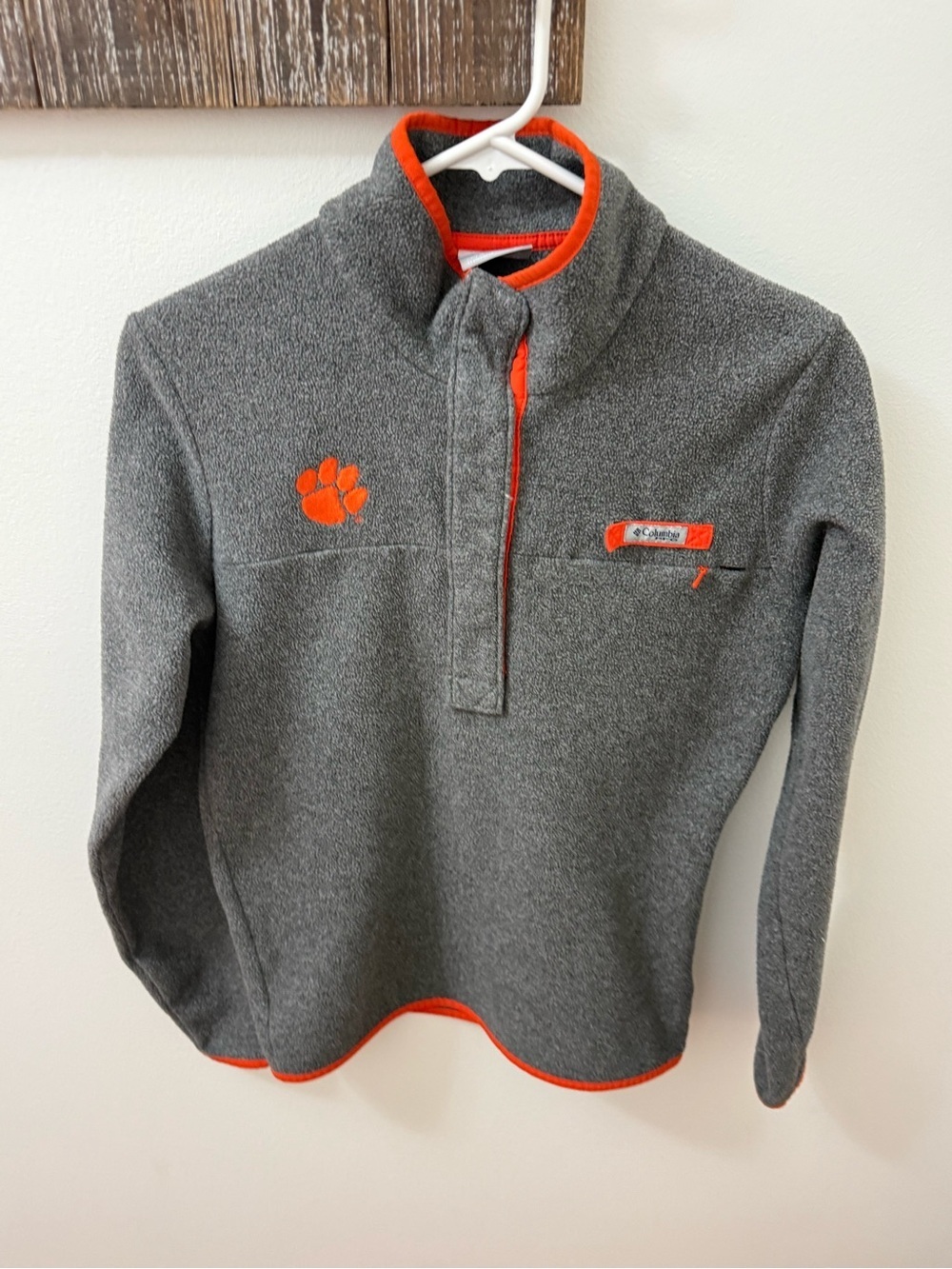 Columbia Gray Fleece Pullover with Orange Trim Clemson XS - Picture 6 of 8